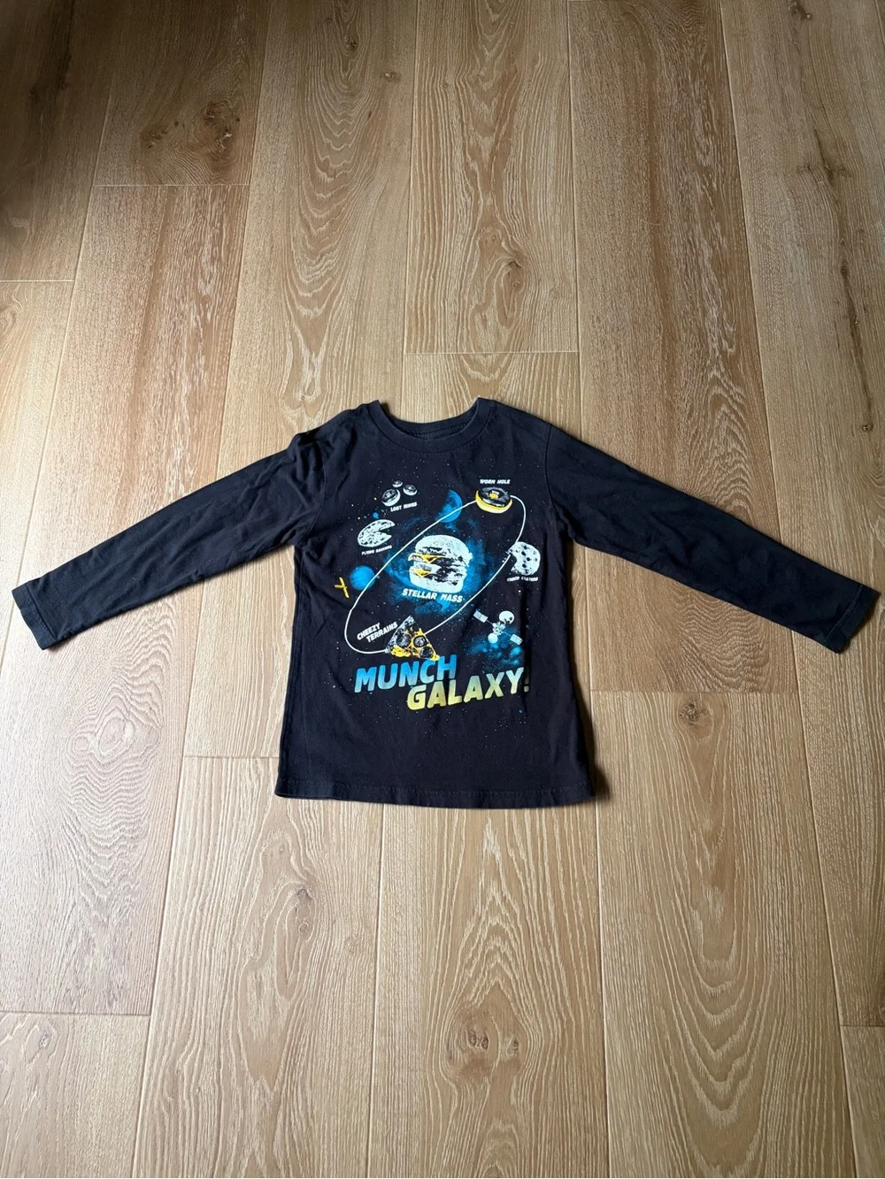 The Children's Place Boys Size 5/6 Galaxy Space Graphic Long Sleeve Tee